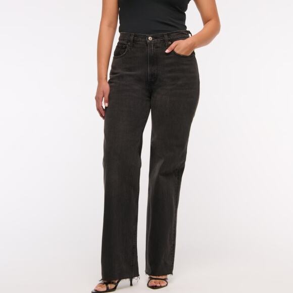 Abercrombie & Fitch Black The 90's Relaxed Jeans High Rise Size 33/16 Short - Picture 1 of 11